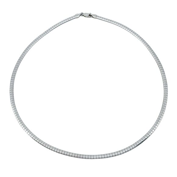 Vintage Italy Sterling Silver 925 3.2mm Omega Chain Necklace 16"
